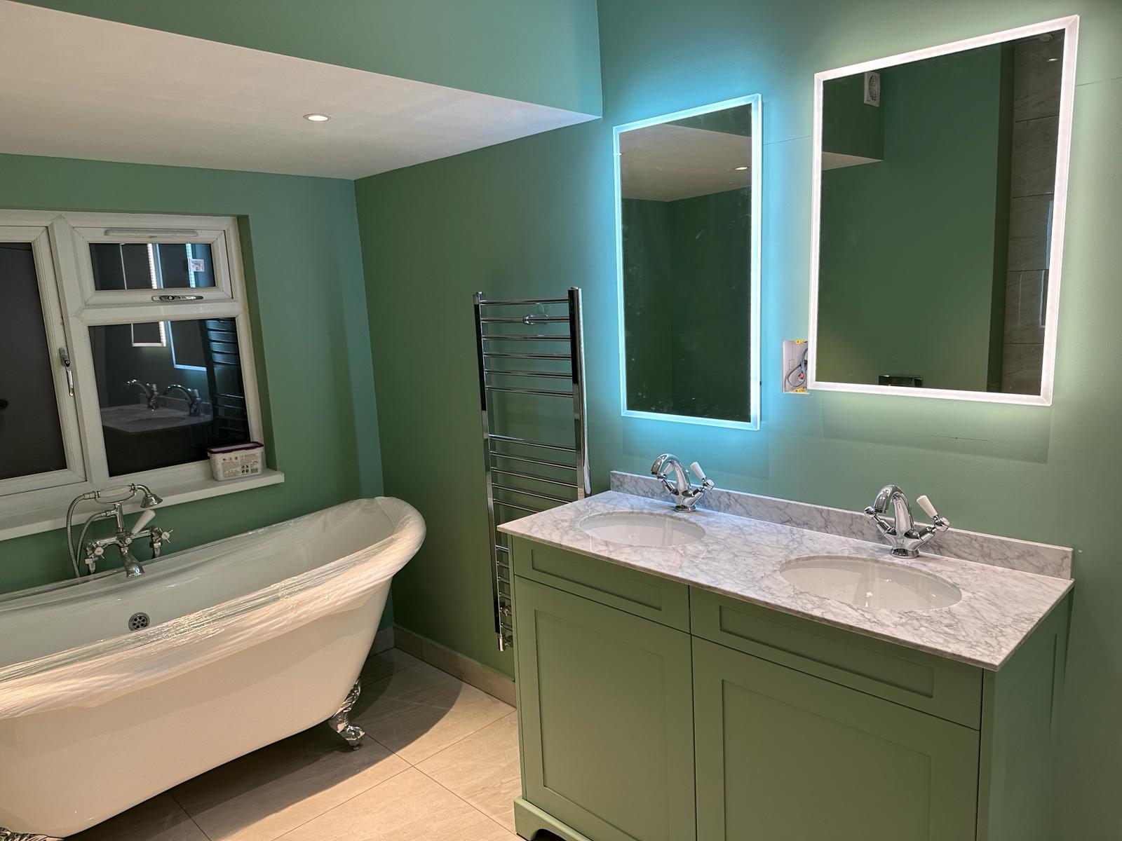 Sage Bathroom Renovation featuring custom walk-in shower in Chelsea