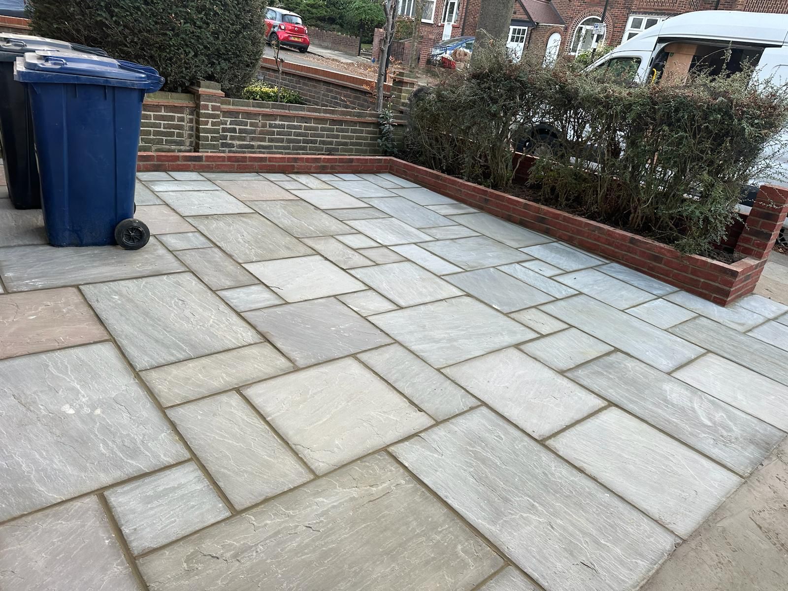 Sandstone Paving & Brick Wall